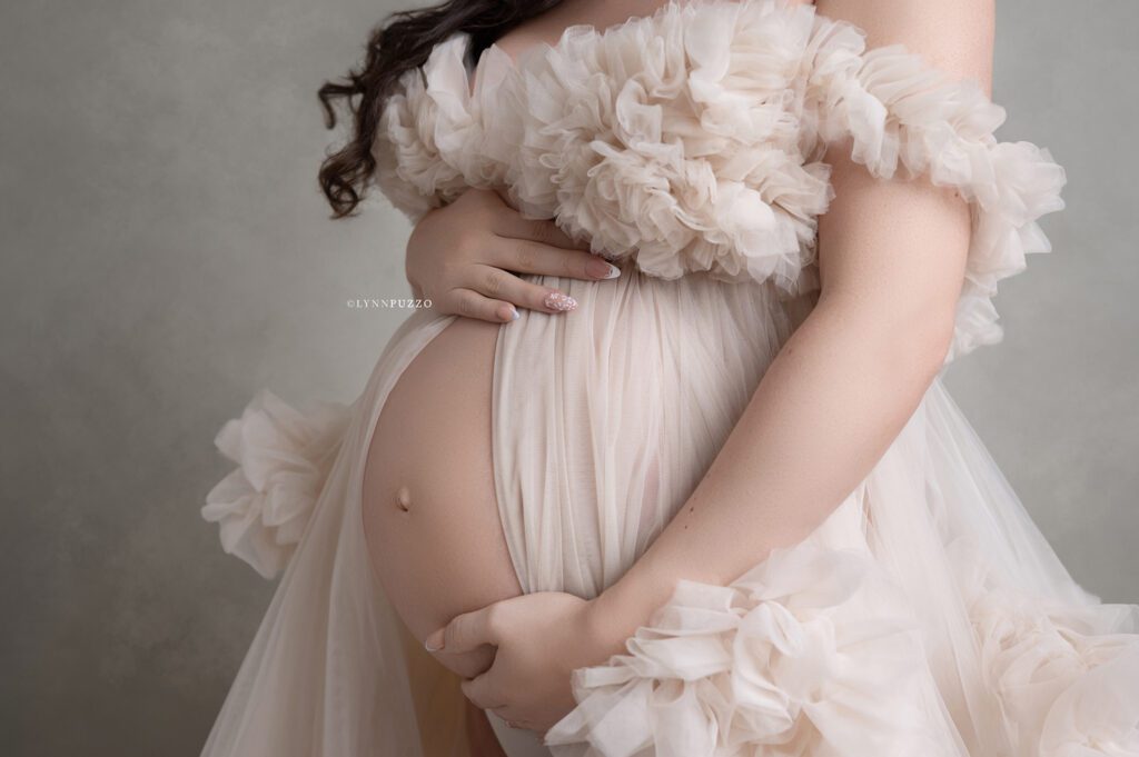 Luxury maternity session with couture gowns and romantic styling, south atlanta maternity photography studio